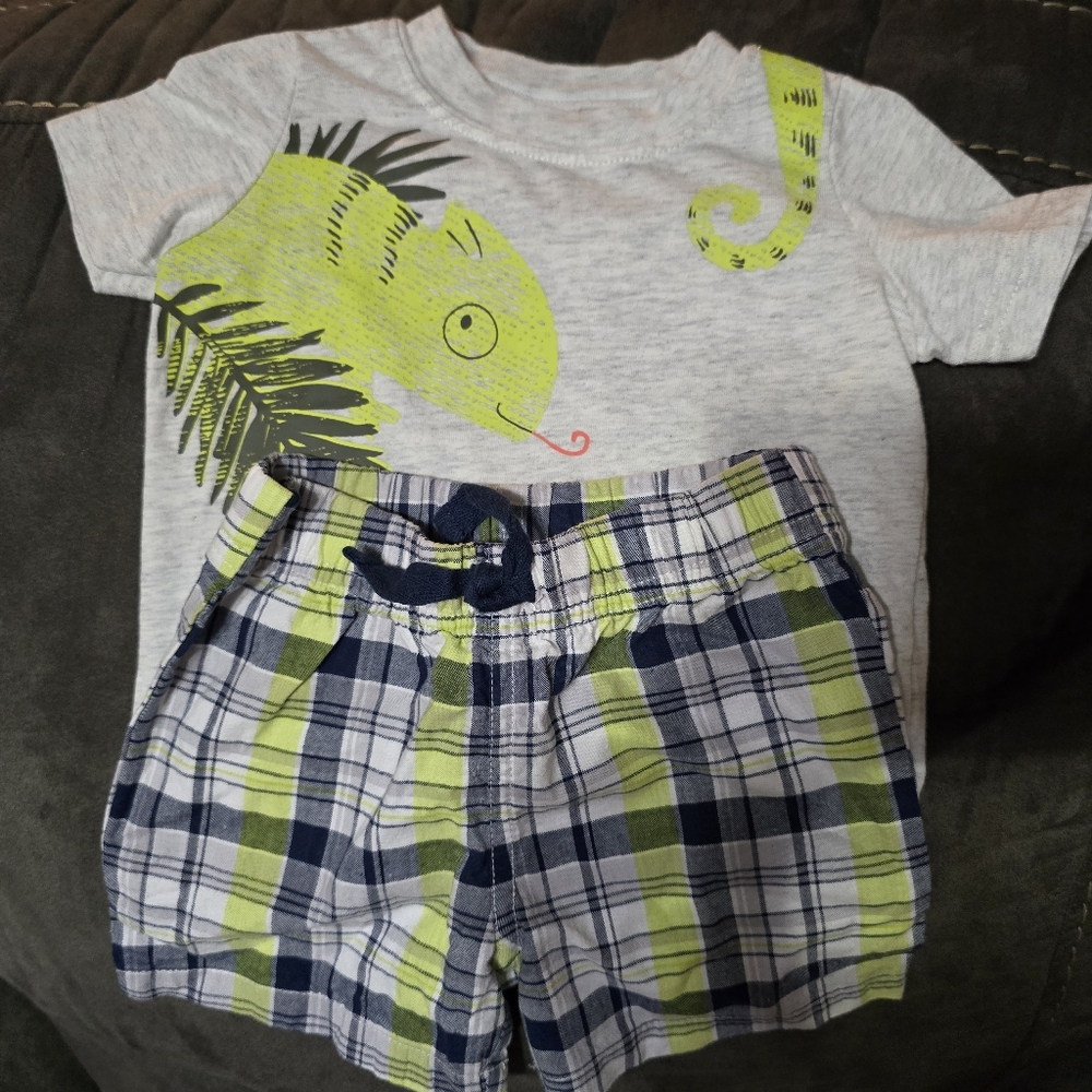 Chameleon Tee and Plaid Shorts Set